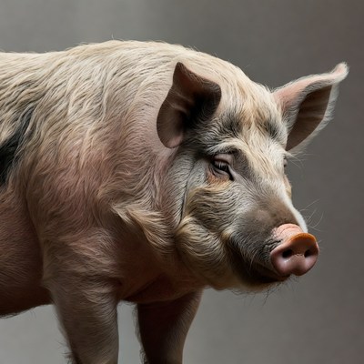 Closeup of pink pig face