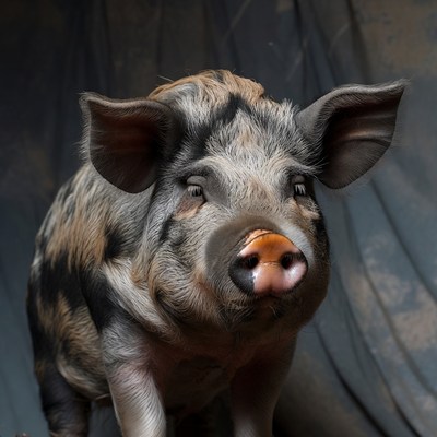 Spotted pig close-up portrait