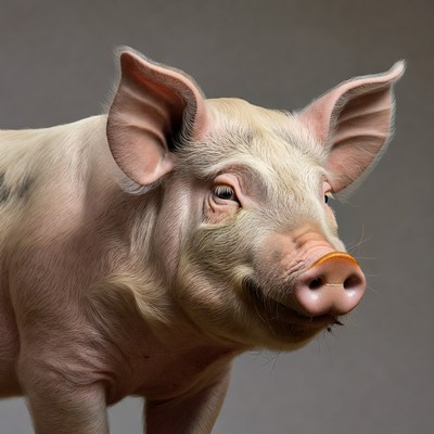 Close-up pink pig portrait