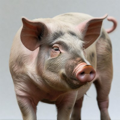 Cute pig on white background