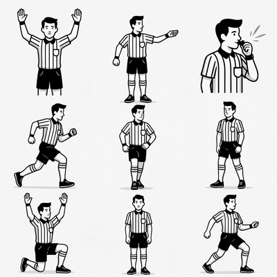 Sports Referee Poses Illustration