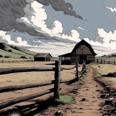 Rustic Barn in Rural Landscape