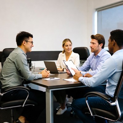 Diverse team in business meeting