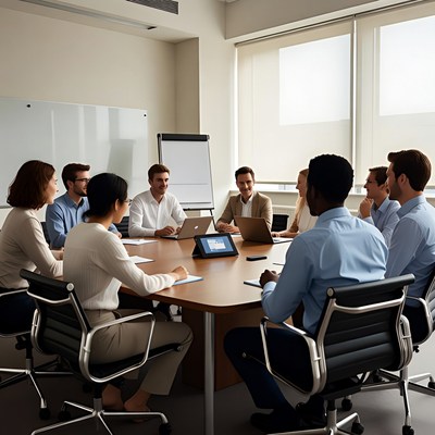 Diverse team in business meeting