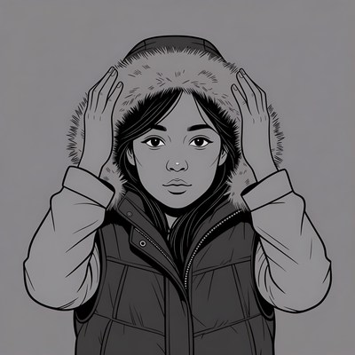 Asian girl in fur hood