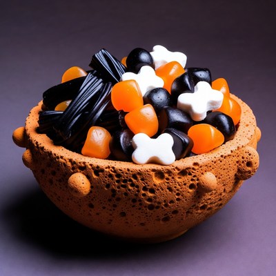Halloween Candy in Terracotta Bowl