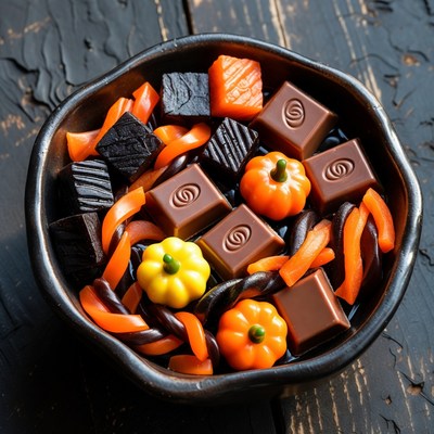 Halloween Candy in Black Bowl