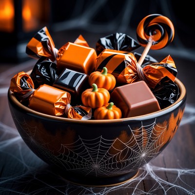 Halloween Candy Bowl with Pumpkins
