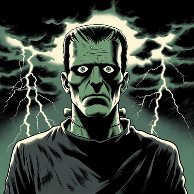 Frankenstein Monster in Lightning Storm