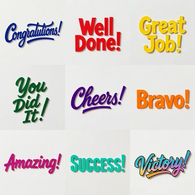 Colorful Congratulations Clip Art Icons