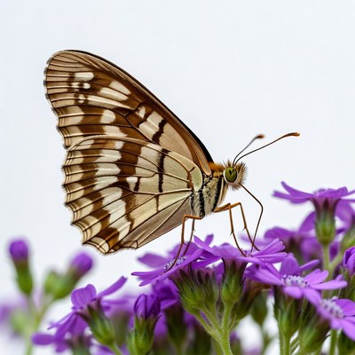 Butterfly on purple flowers