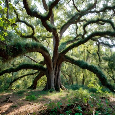Massive Live Oak Tree with Spanish Moss