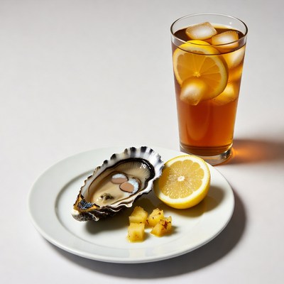 Oyster with Lemon and Iced Tea