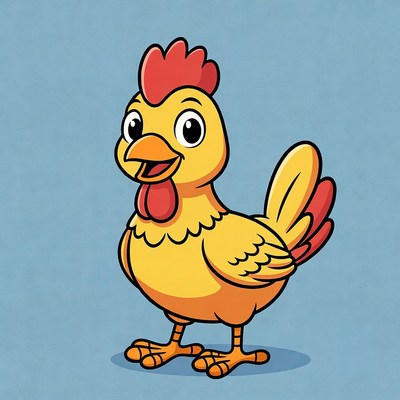 Cartoon yellow rooster smiling