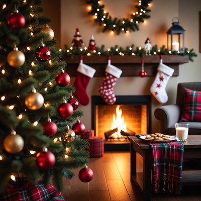 Cozy Christmas Living Room Fireplace