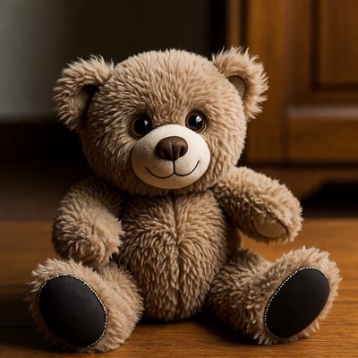 Cute teddy bear sitting on table