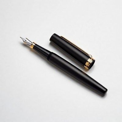 Black fountain pen with gold accents
