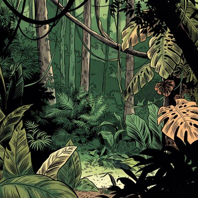 Lush Jungle Forest Illustration