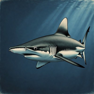 Hammerhead Shark Underwater Illustration