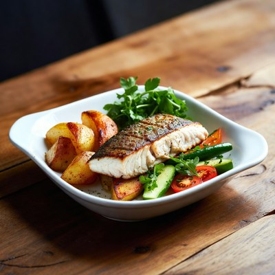 Grilled Sea Bass with Potatoes and Vegetables