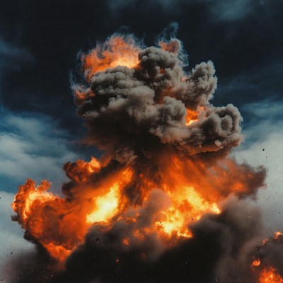 Massive fiery explosion cloud