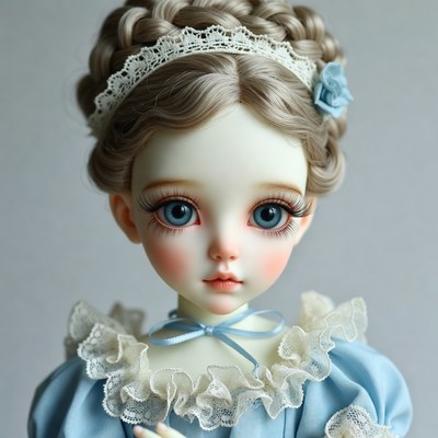 BJD Doll in Blue Victorian Dress