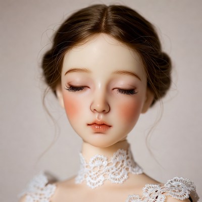 Asian girl doll with closed eyes