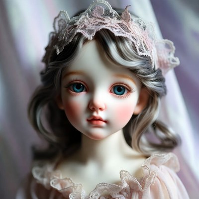 Ball-Jointed Doll Girl with Lace Crown