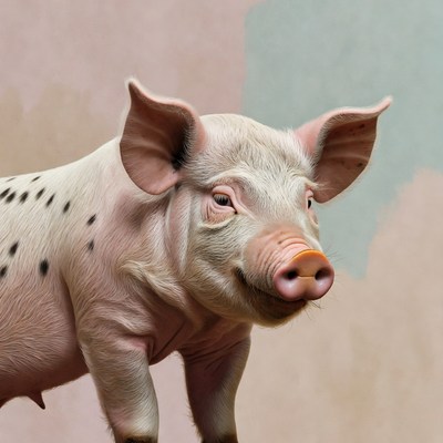 Cute pink pig with spots