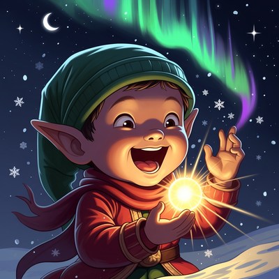 Cute elf holding glowing orb