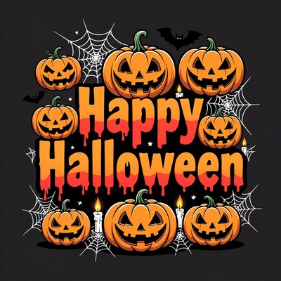 Happy Halloween Pumpkins Illustration