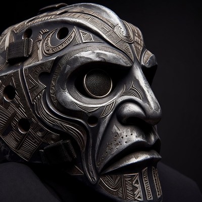 Intricate Metallic Tribal Warrior Mask