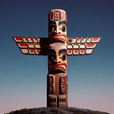 Traditional Totem Pole with Eagle
