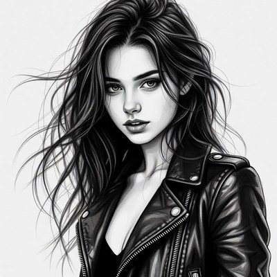 Beautiful woman in leather jacket