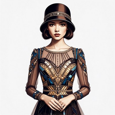 Woman in Art Deco Cloche Hat
