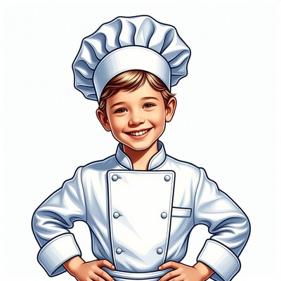 Boy chef in uniform smiling
