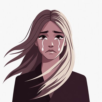 Blonde woman crying illustration