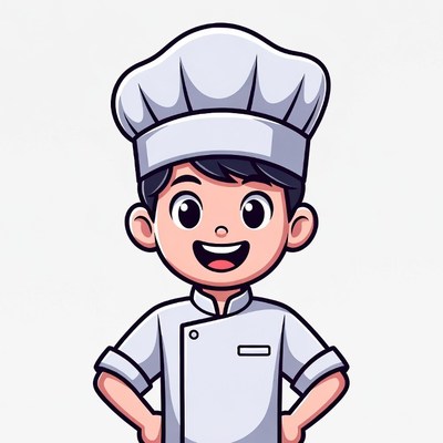 Cartoon boy chef smiling