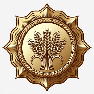 Golden Wheat Emblem Illustration
