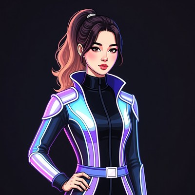 Asian woman in futuristic armor