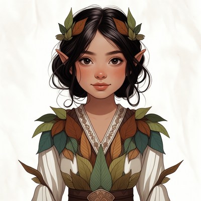 Asian elf girl with leaf crown