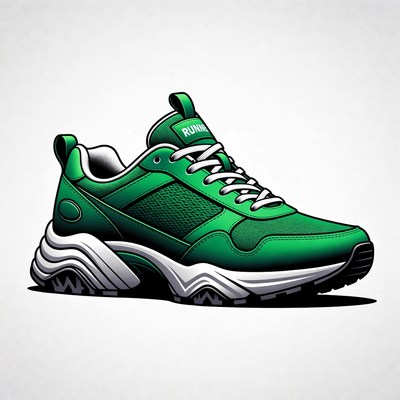 Green Running Sneakers Illustration