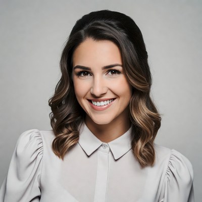 Smiling woman in white blouse