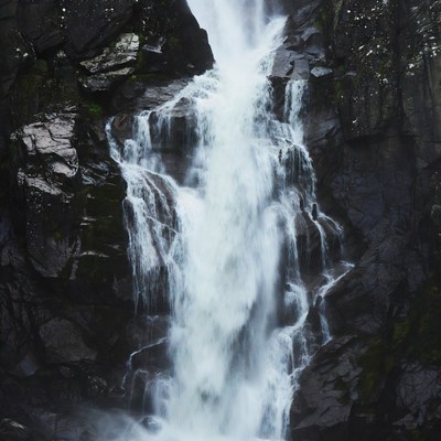 Majestic waterfall cascading over rocks