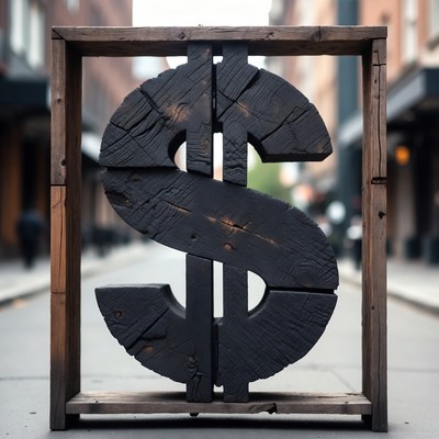 Wooden Dollar Sign in Frame