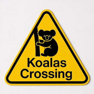 Koalas Crossing Warning Sign