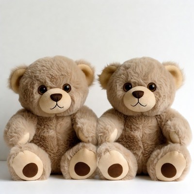 Two Cute Teddy Bears Sitting