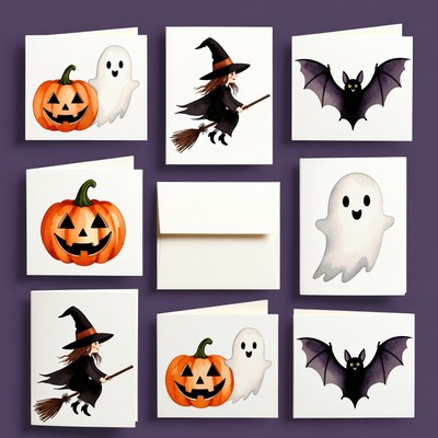 Halloween Clipart Cards Collection