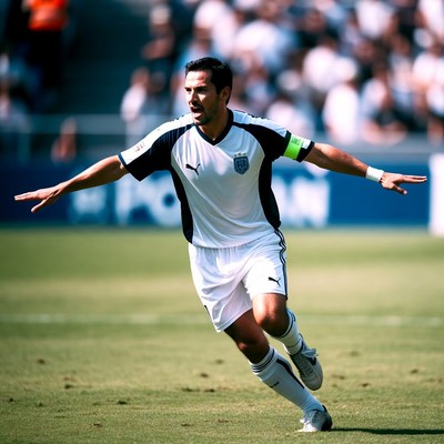 Soccer player celebrating on field