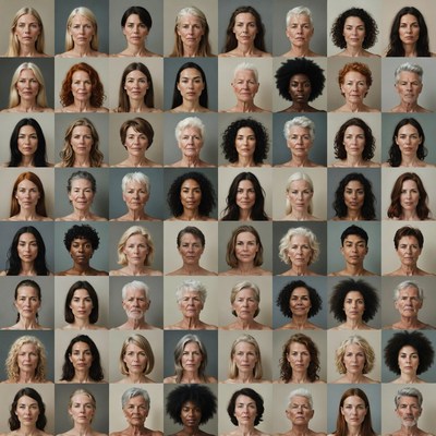 Diverse group of women faces